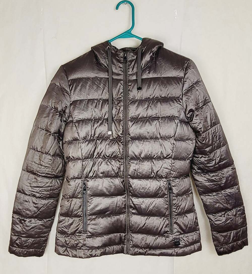 Andrew Marc grey duck down packable puffer coat size XS Ski Outdoors Lightweight